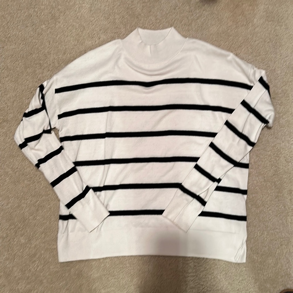 Mock Neck Striped Sweater